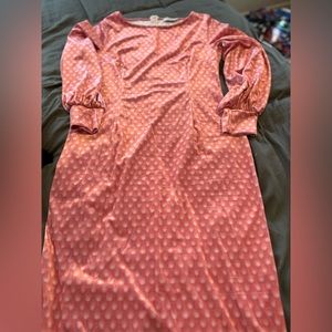 Pink velvet dress with balloon sleeves - size M